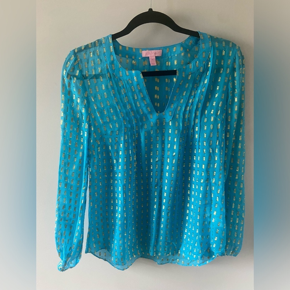 Lilly Pulitzer Silk & Metallic Top